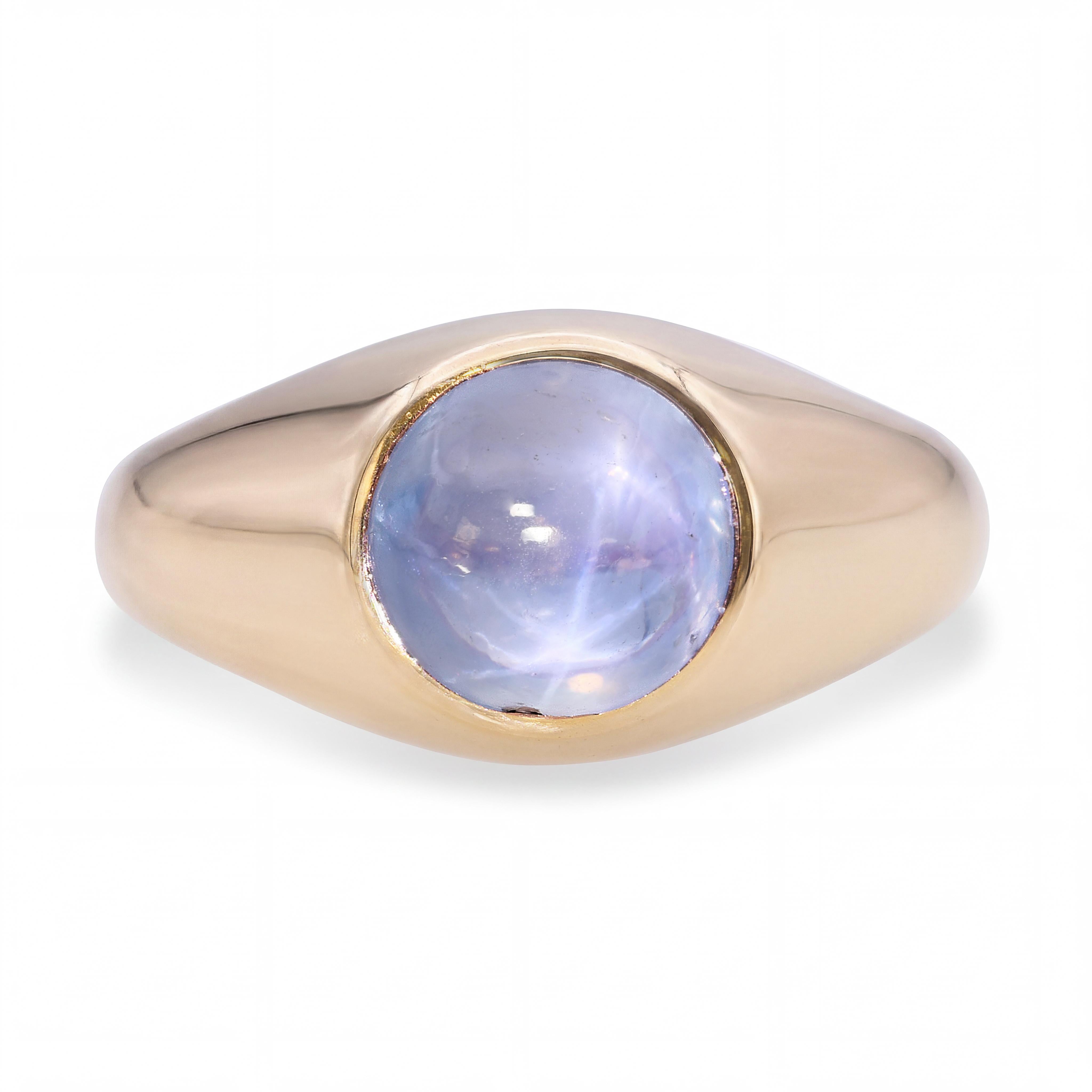 Vintage Yellow Gold Gypsy Set 3ct Star Sapphire Ring