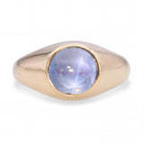 Vintage Yellow Gold Gypsy Set 3ct Star Sapphire Ring