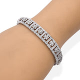 18k White Gold 5.57tcw Diamond Floral Panel Bracelet