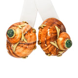 MAZ 18k Yellow Gold Turbo Shell and Tourmaline Embellished Snail Earrings