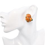 MAZ 18k Yellow Gold Turbo Shell and Tourmaline Embellished Snail Earrings