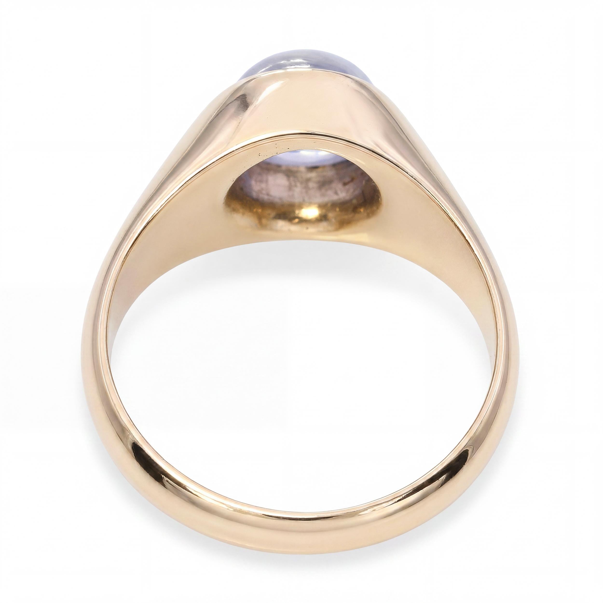Vintage Yellow Gold Gypsy Set 3ct Star Sapphire Ring