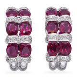 18k White Gold 5.10tcw Ruby and 0.54tcw Diamond Half Hoop Earrings