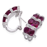 18k White Gold 5.10tcw Ruby and 0.54tcw Diamond Half Hoop Earrings