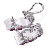 18k White Gold 5.10tcw Ruby and 0.54tcw Diamond Half Hoop Earrings