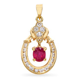Vintage 14k Yellow Gold Ruby and Diamond Horseshoe Pendant