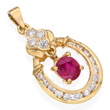 Vintage 14k Yellow Gold Ruby and Diamond Horseshoe Pendant
