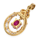 Vintage 14k Yellow Gold Ruby and Diamond Horseshoe Pendant