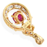 Vintage 14k Yellow Gold Ruby and Diamond Horseshoe Pendant