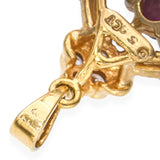 Vintage 14k Yellow Gold Ruby and Diamond Horseshoe Pendant