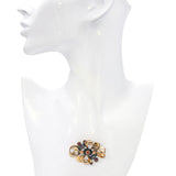 Antique Victorian 19k Yellow Gold & Silver Onyx and Red Paste Brooch
