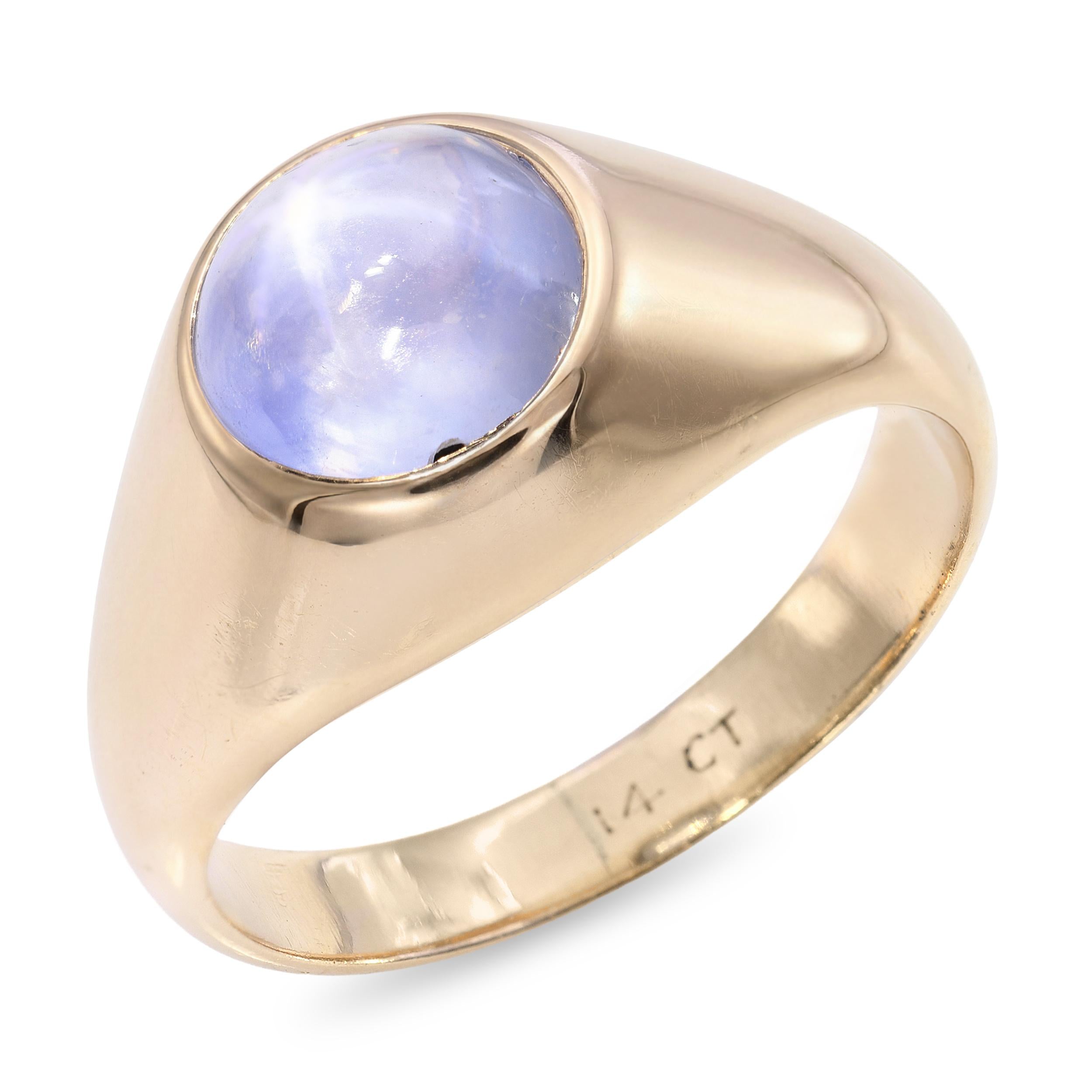 Vintage Yellow Gold Gypsy Set 3ct Star Sapphire Ring