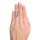 Antique Art Deco Platinum Gold Alloy Diamond and Sapphire Ring