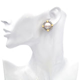 Vintage 14k Yellow Gold 0.72tcw Diamond and Mabe Pearl Earrings