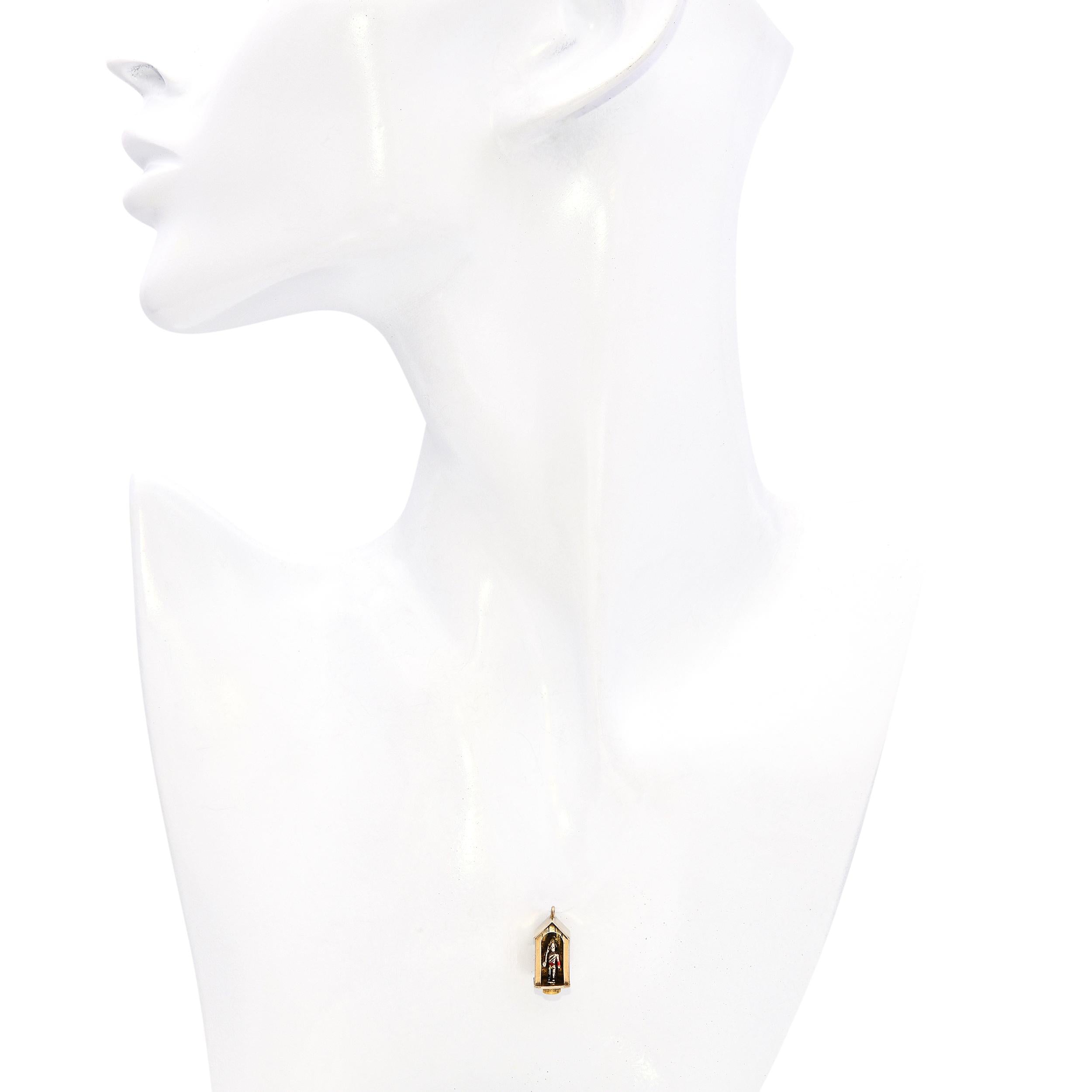 Vintage 9K Yellow Gold Kinetic Royal Guard Sentry Box Charm Pendant