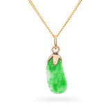 Vintage 14k Yellow Gold Jade Pendant Necklace