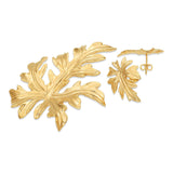 Vintage Ming's Honolulu 14k Yellow Gold Papaya Leaf Jewelry Set