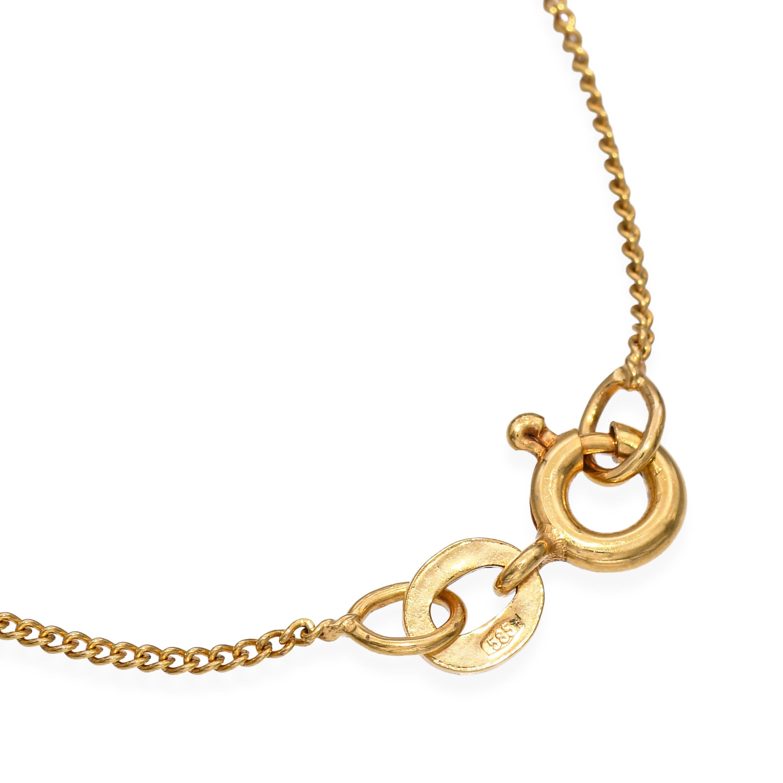 Vintage 14k Yellow Gold Jade Pendant Necklace