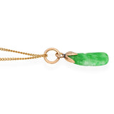 Vintage 14k Yellow Gold Jade Pendant Necklace