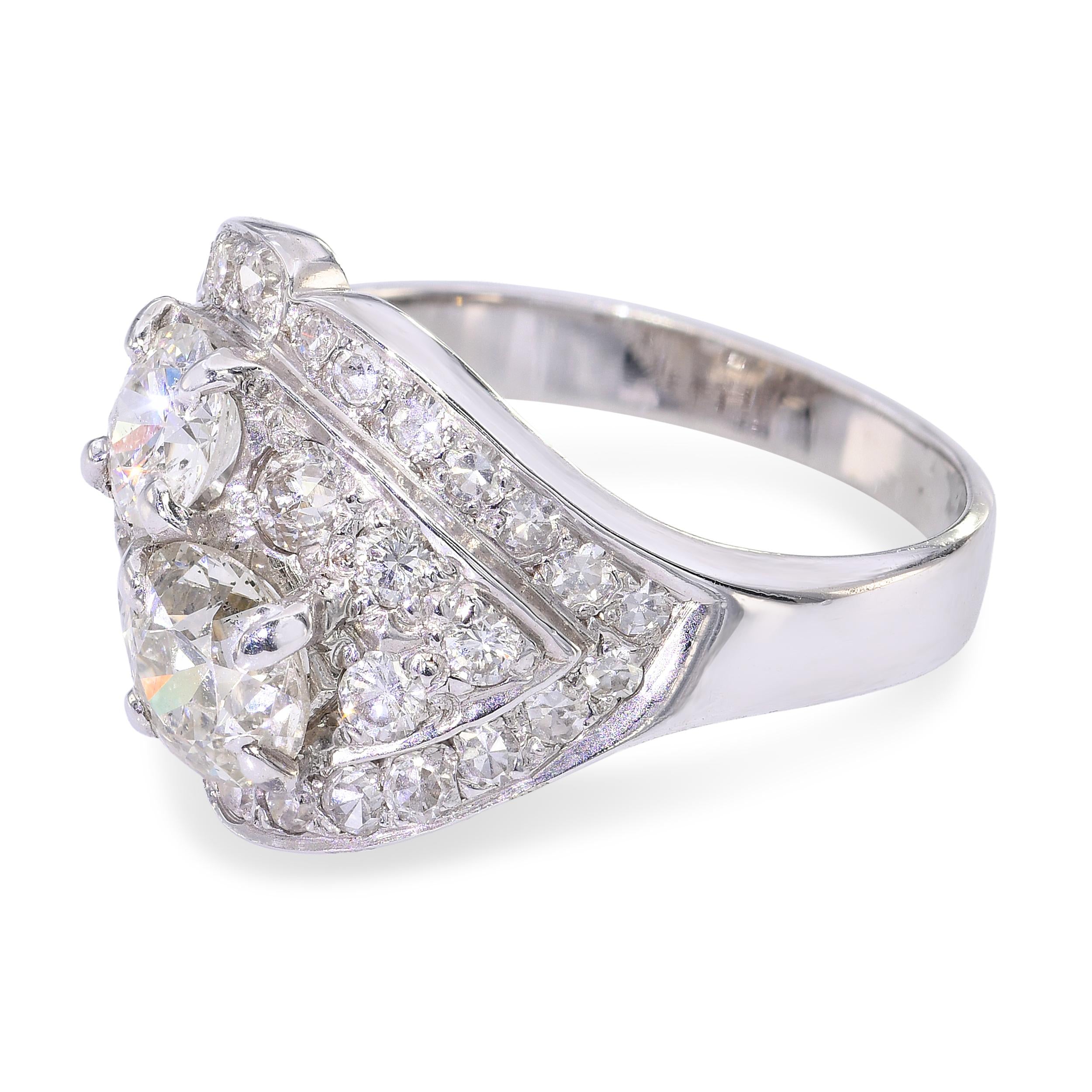 Vintage White Gold Diamond Cluster Ring