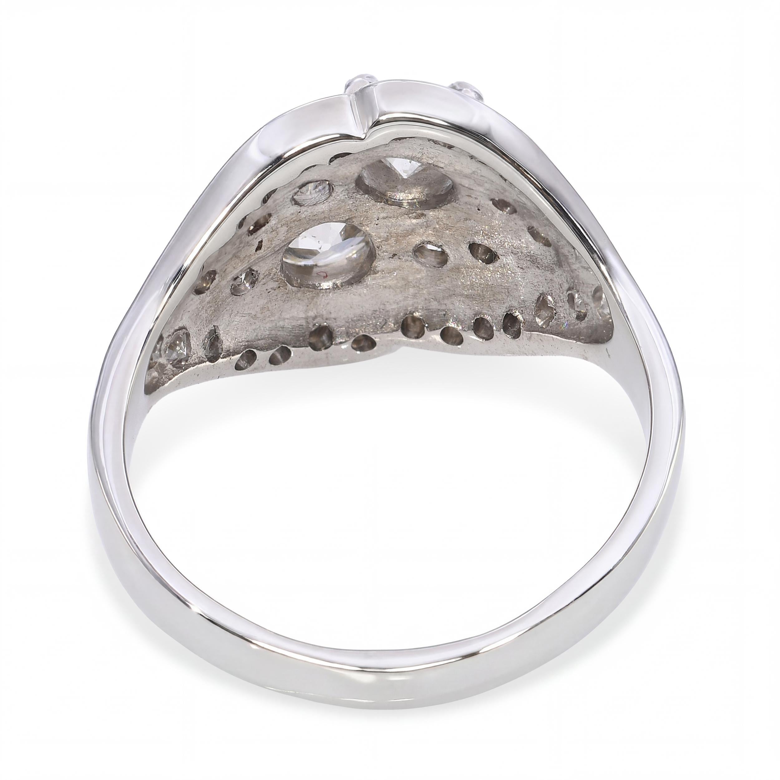 Vintage White Gold Diamond Cluster Ring