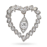 Vintage 14k White Gold Diamond Heart Pendant