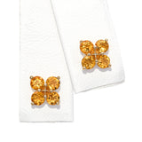 14k Yellow Gold Citrine Stud & Drop Jacket Floral Motif Earrings