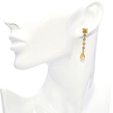 14k Yellow Gold Citrine Stud & Drop Jacket Floral Motif Earrings