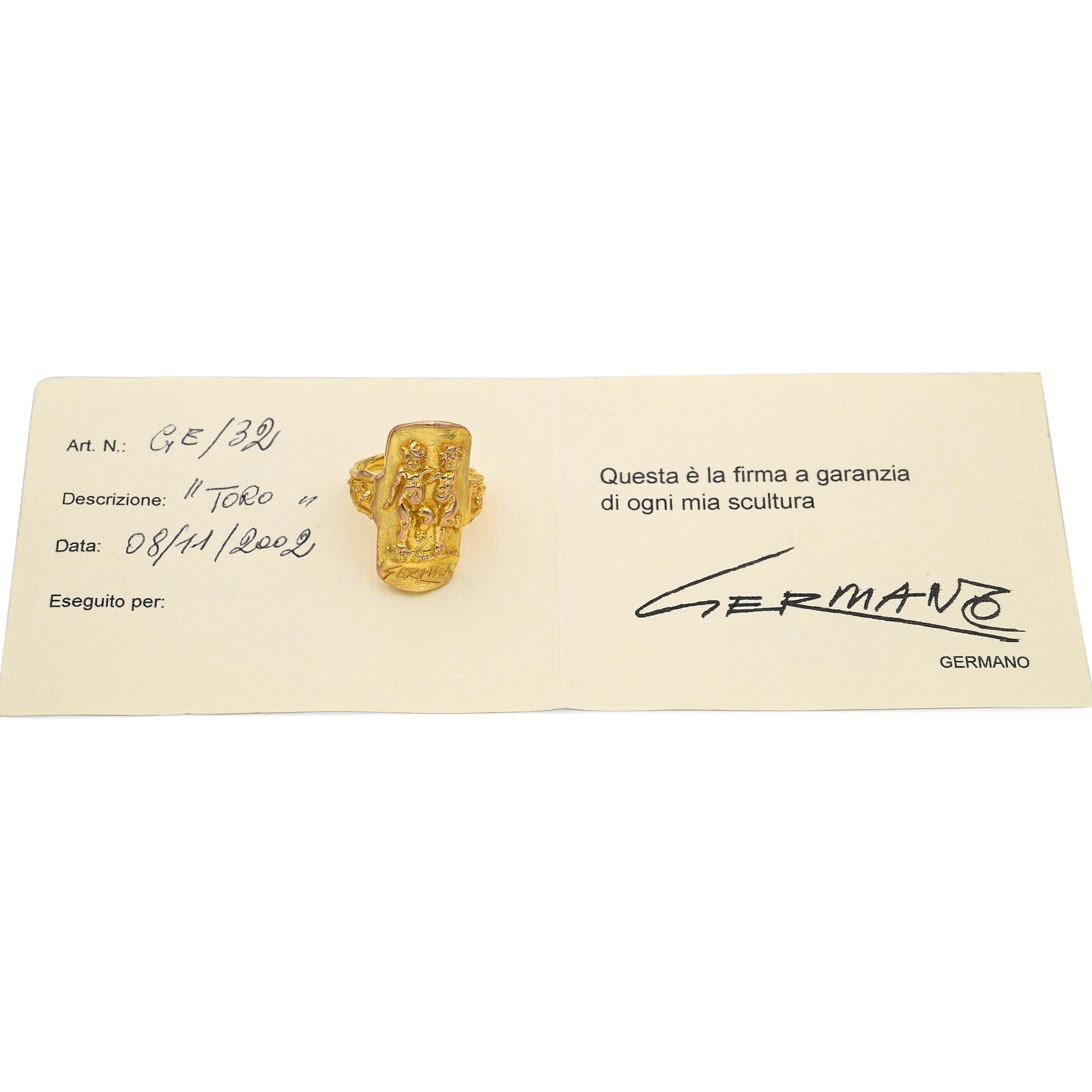 Germano 18k Yellow Gold "Toro" Figure Ring