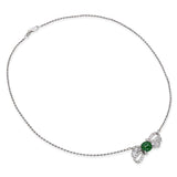 Precious Metal Alloy 1.20ct Type A Jade & Diamond Ribbon Pedant Necklace GIA