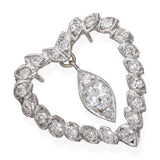 Vintage 14k White Gold Diamond Heart Pendant