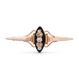 Antique Victorian 17k Yellow Gold .77ctw Old Mine Cut Diamond and Onyx Brooch