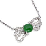 Precious Metal Alloy 1.20ct Type A Jade & Diamond Ribbon Pedant Necklace GIA