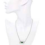 Precious Metal Alloy 1.20ct Type A Jade & Diamond Ribbon Pedant Necklace GIA