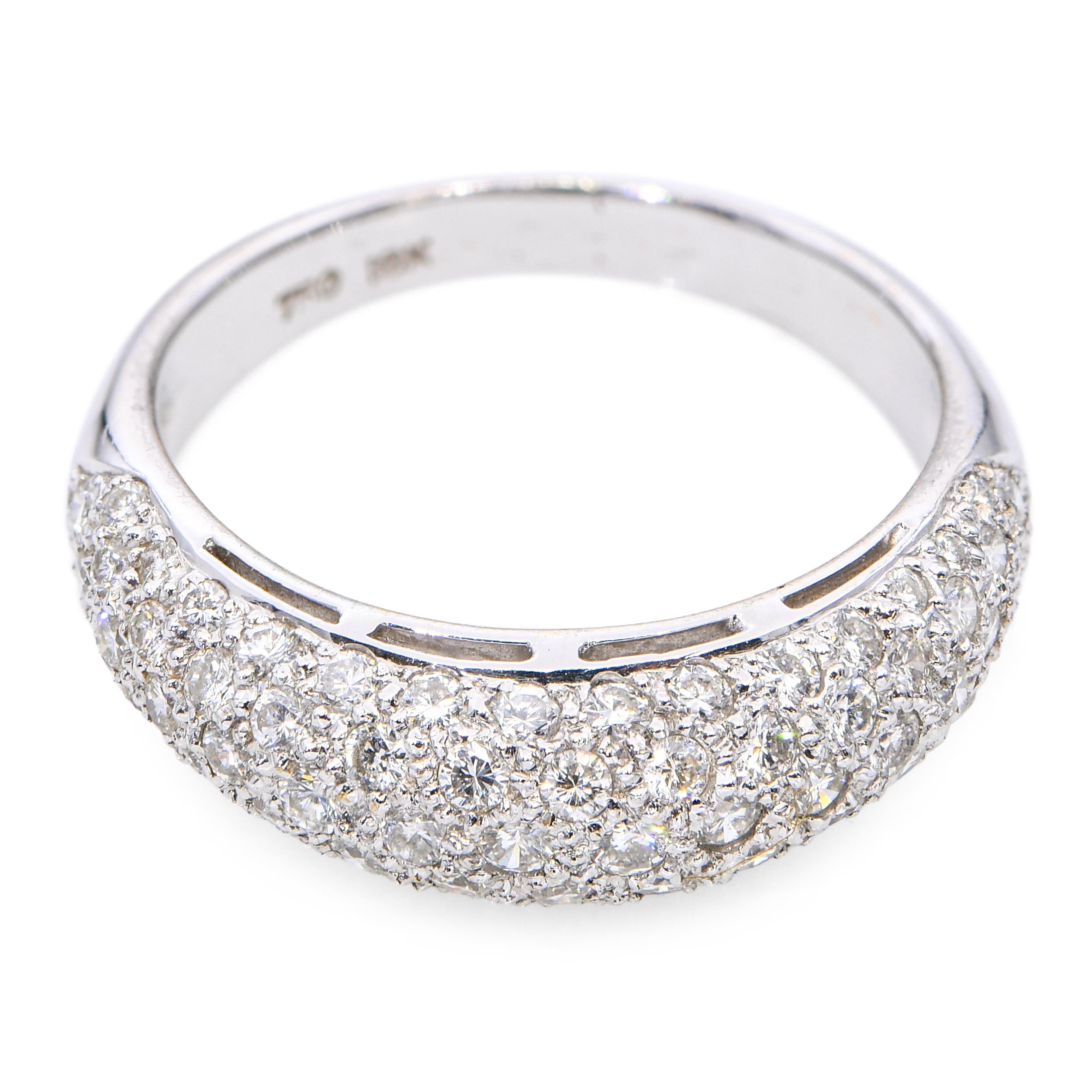 Vintage 18k White Gold 1.01tcw Diamond Pave Dome Ring