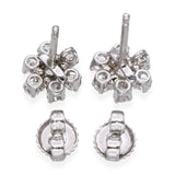 Vintage White Gold Diamond Floral Motif Stud Earrings