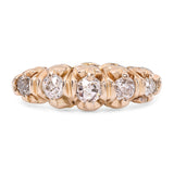 Antique Victorian 15k Yellow Gold Old European Cut Diamond Five Stone Ring