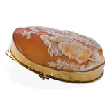 Antique Yellow Gold Frame Mother Rushing Child to Grotto Shell Cameo Brooch