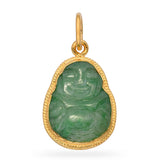 Vintage 24k Yellow Gold Fine Carved Jade Buddha Pendant