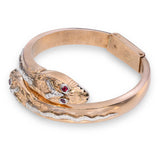 Vintage 14k Rose Gold Double Headed Snake Hinged Cuff Bracelet