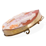 Antique Yellow Gold Frame Mother Rushing Child to Grotto Shell Cameo Brooch