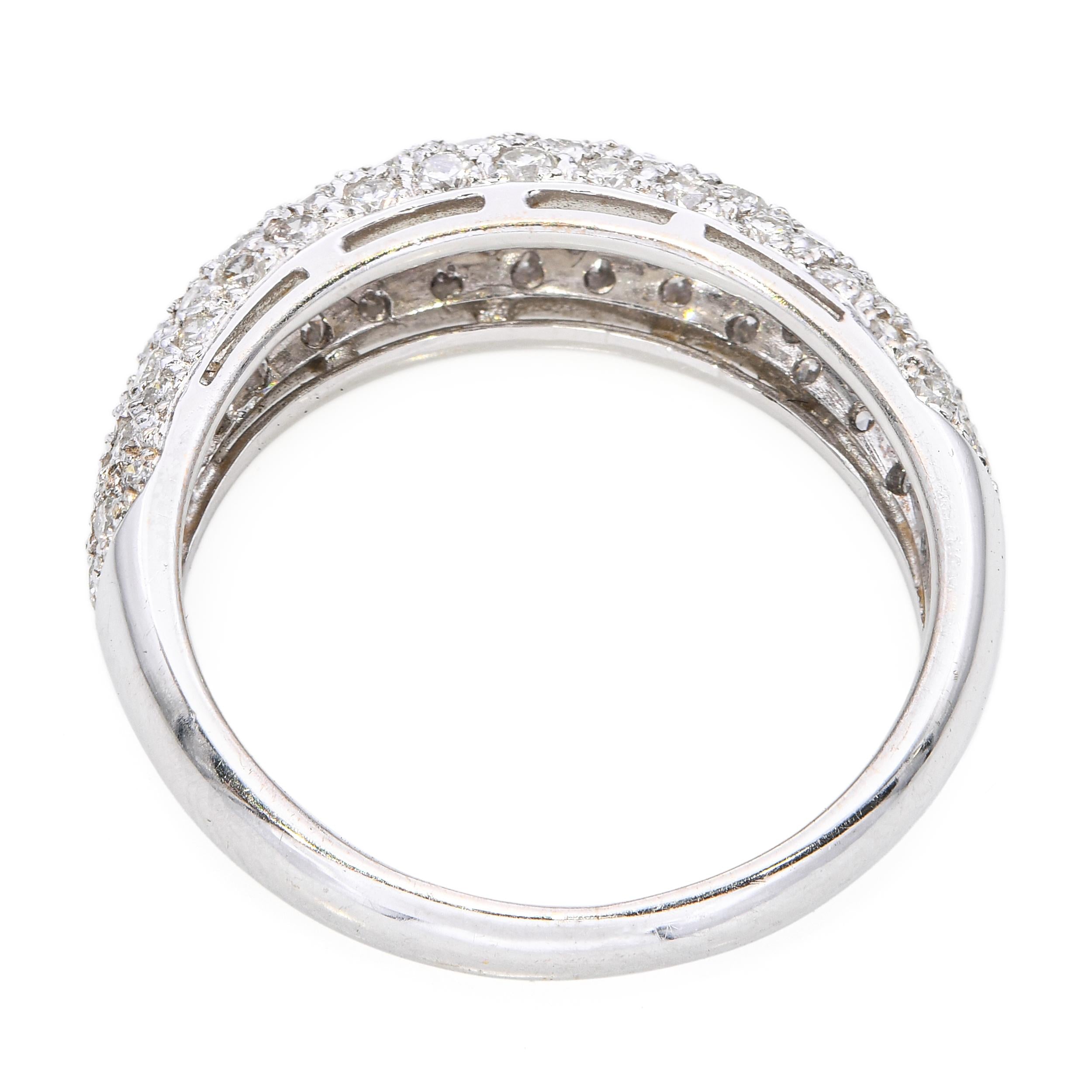 Vintage 18k White Gold 1.01tcw Diamond Pave Dome Ring