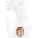 Antique Yellow Gold Frame Mother Rushing Child to Grotto Shell Cameo Brooch