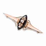 Antique Victorian 17k Yellow Gold .77ctw Old Mine Cut Diamond and Onyx Brooch