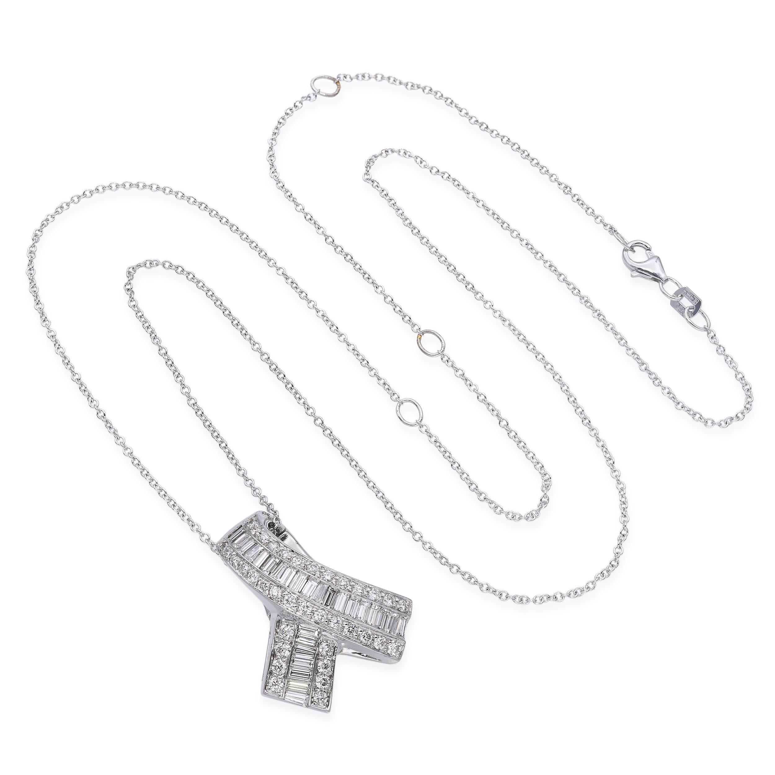 EFFY 18k White Gold Diamond 1.85tcw Diamond Bow Necklace