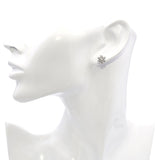 Vintage White Gold Diamond Floral Motif Stud Earrings