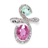 18K White Gold 2.73tcw Paraiba Tourmaline & 0.75tcw Diamond Bypass Ring