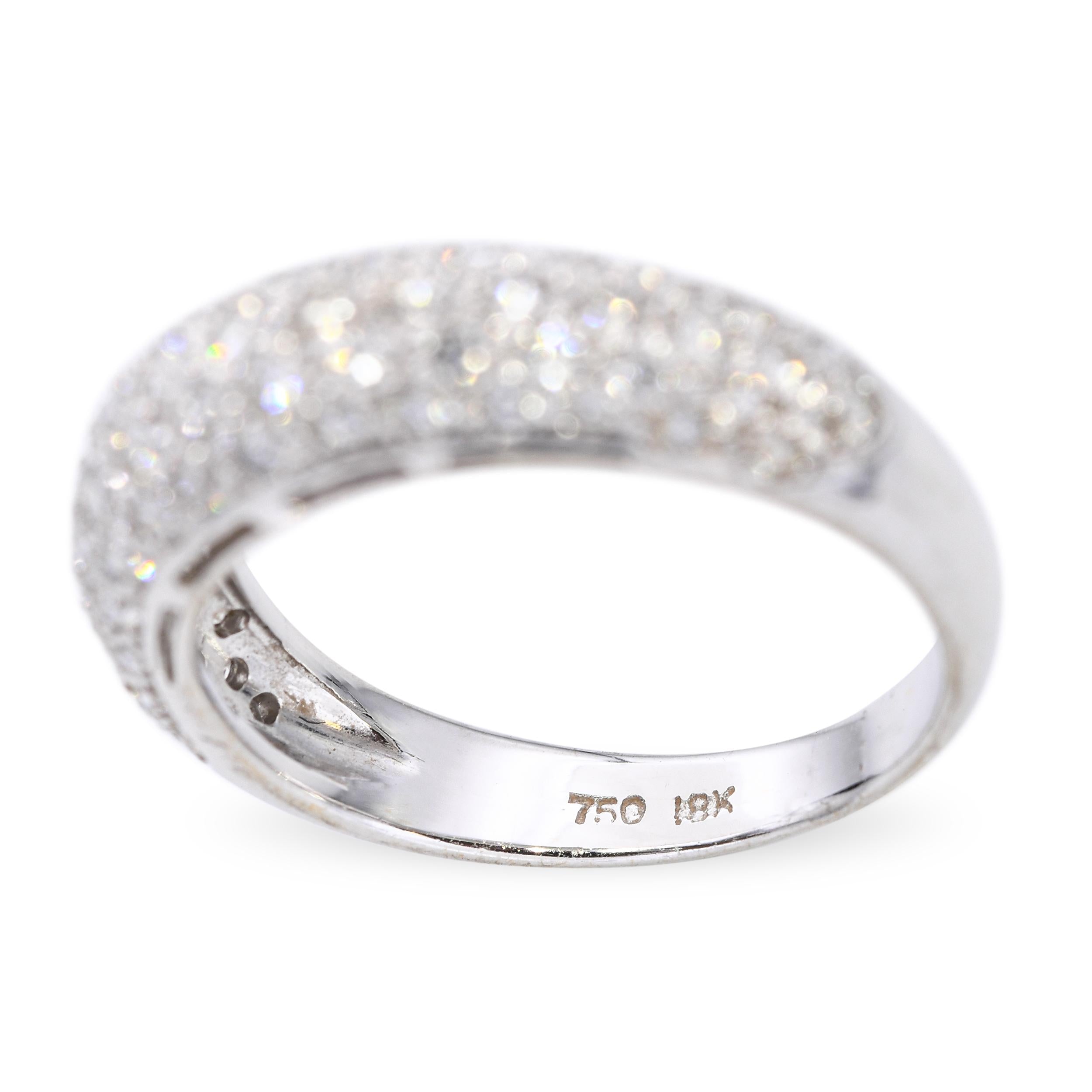 Vintage 18k White Gold 1.01tcw Diamond Pave Dome Ring