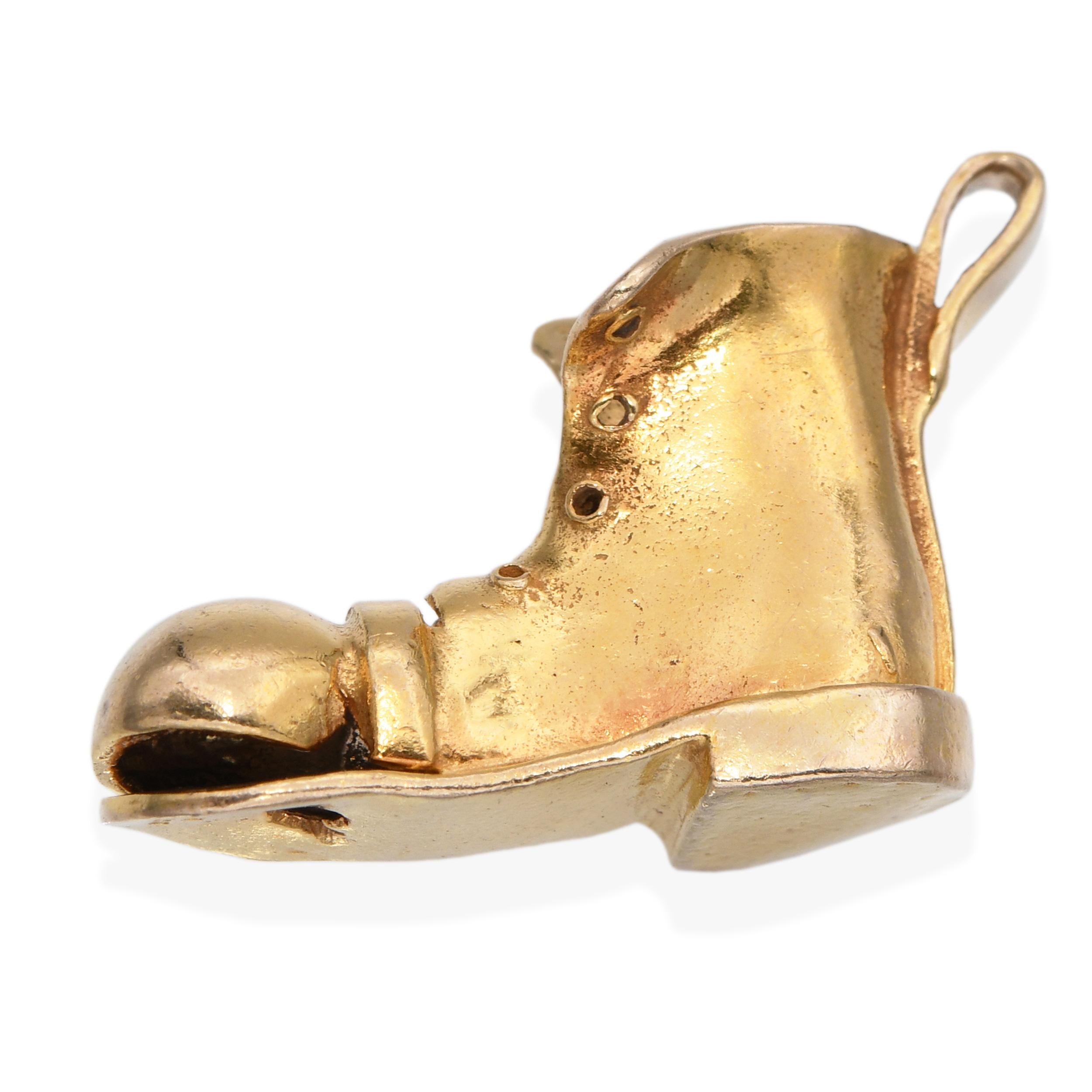 Vintage 9ct Yellow Gold Boot Charm Pendant