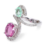 18K White Gold 2.73tcw Paraiba Tourmaline & 0.75tcw Diamond Bypass Ring